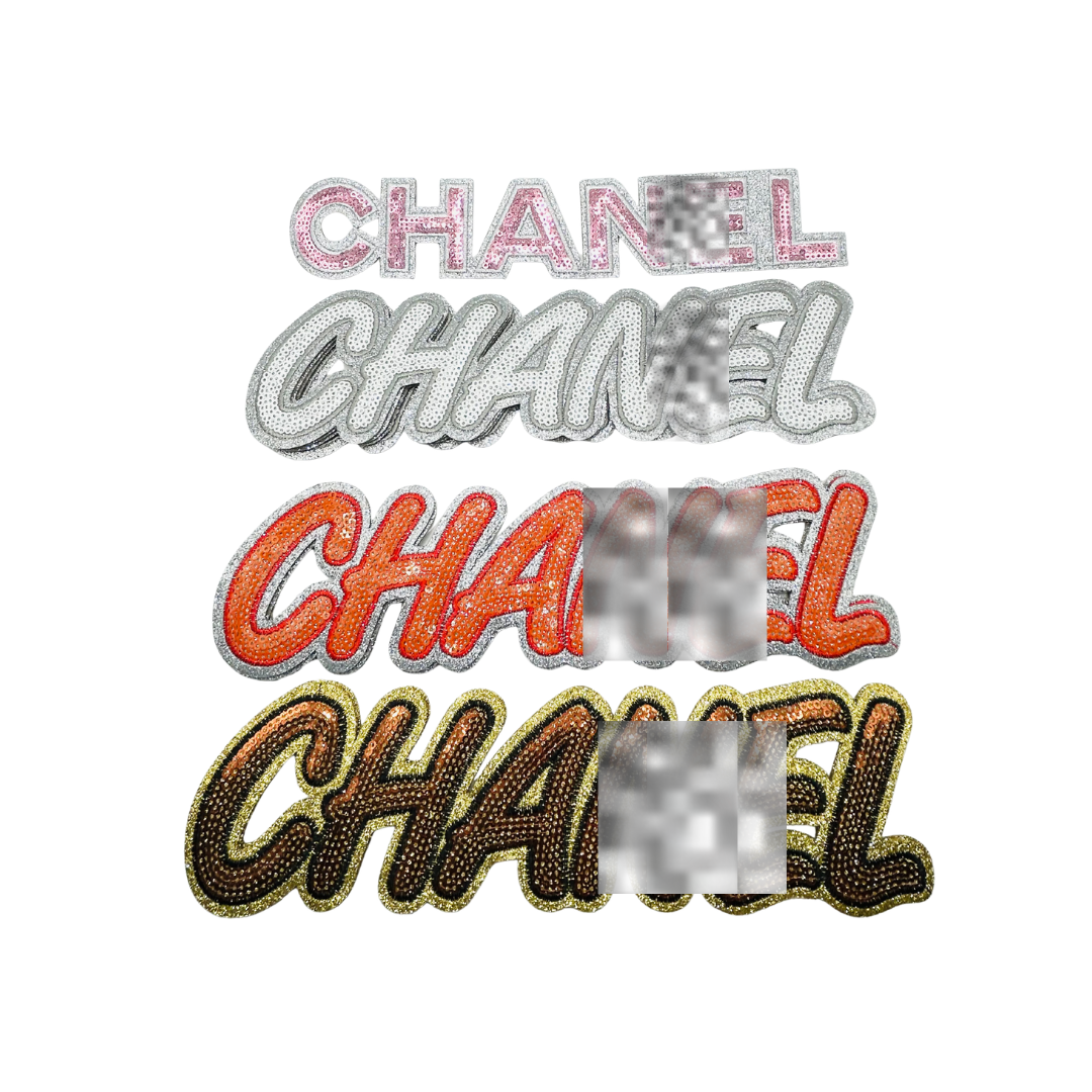 Chan*l Designer Inspired Word Sequin Large Patches