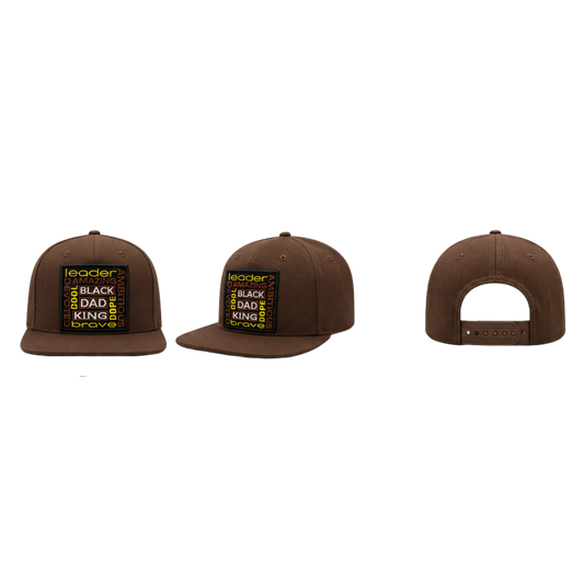 👑 Black Dad King Patched Trucker -Snapback Hat - Brown