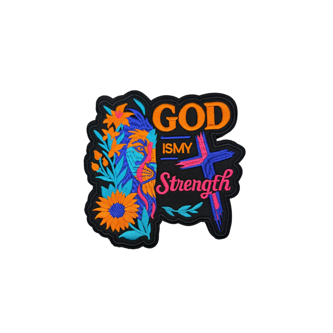 God is my Strength Floral Medium Patch