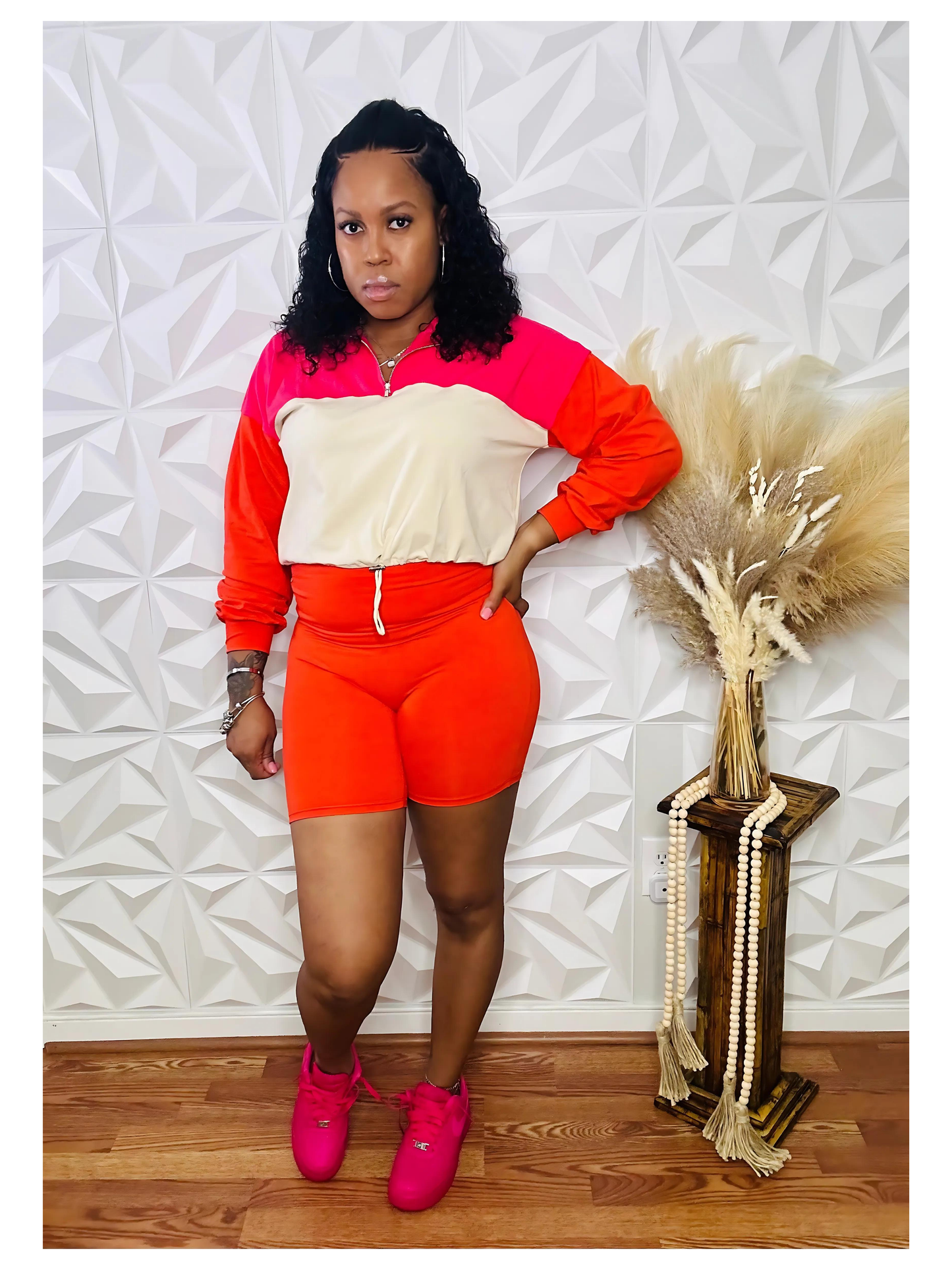 Keep It Cute Biker Set - Coral - Size Small Only