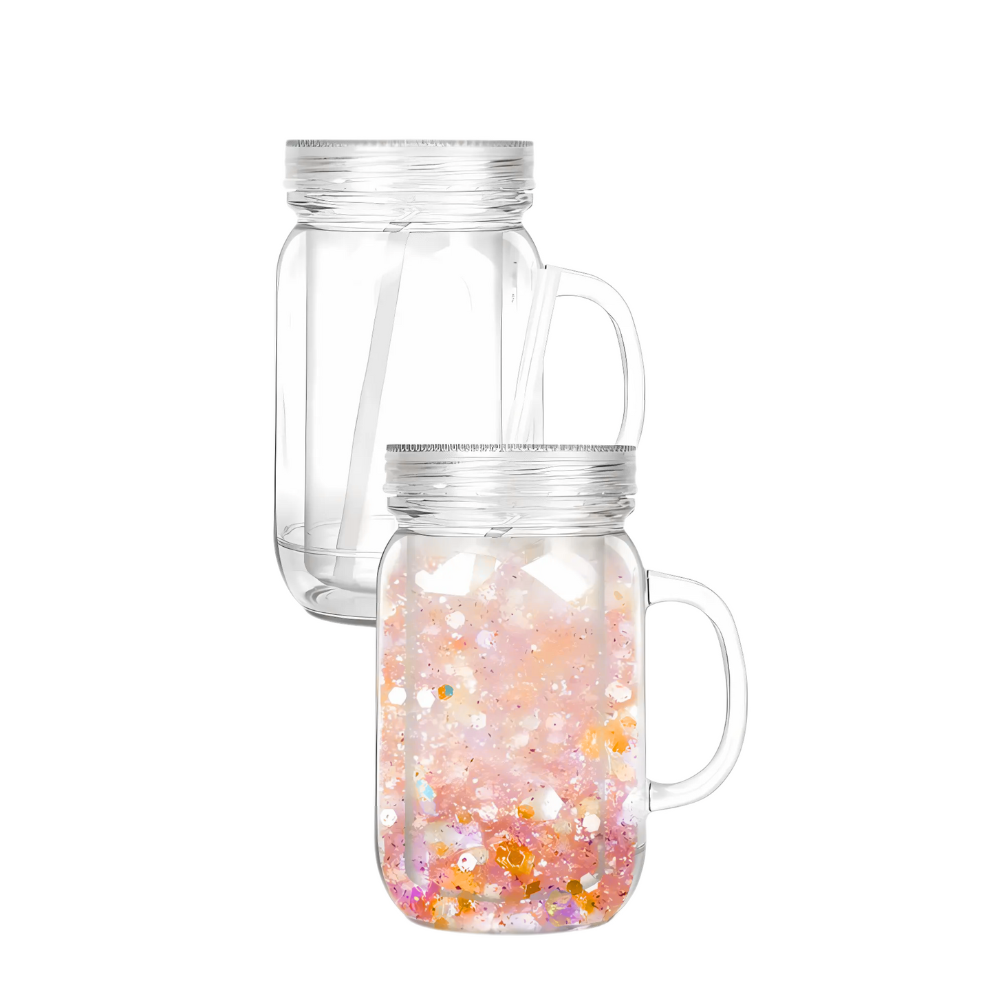 20oz Mason Jar Snow Globe Cup w/ Handle