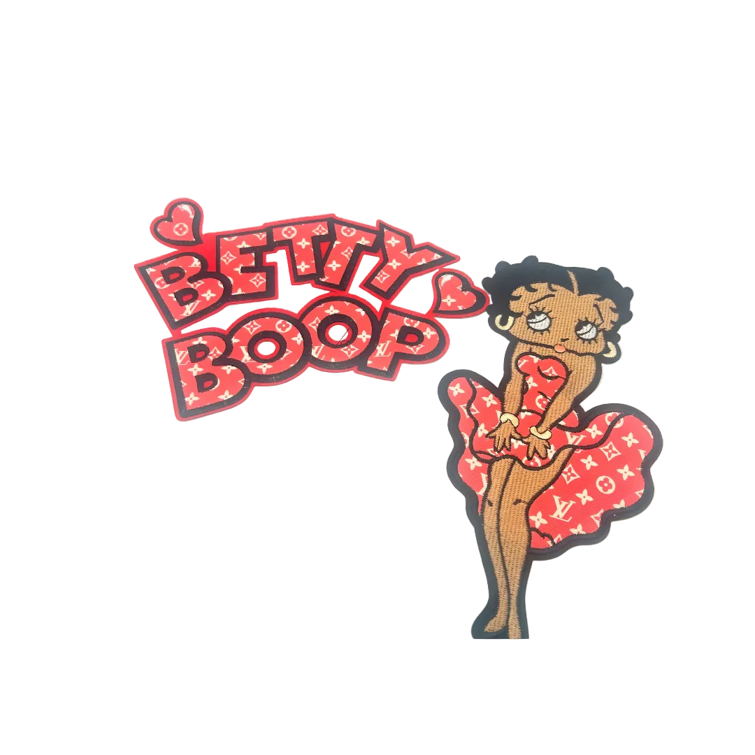 L-V Red/White Betty Leather Patches
