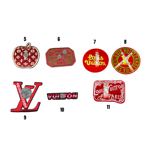 Lou** V Designer Inspired Red Small Embroidery Patch Collection