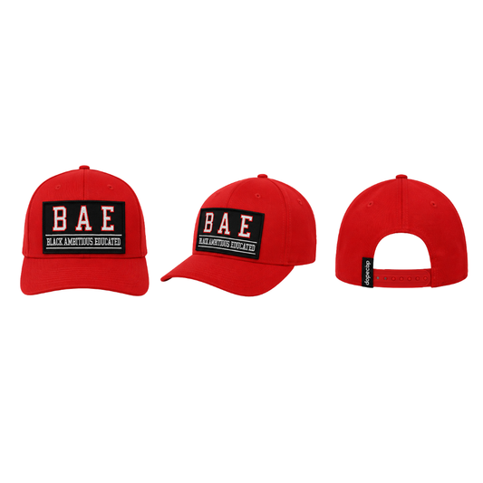 BAE – Black Ambitious Educated Patched Snapback Hat | Black Excellence Cap - Red