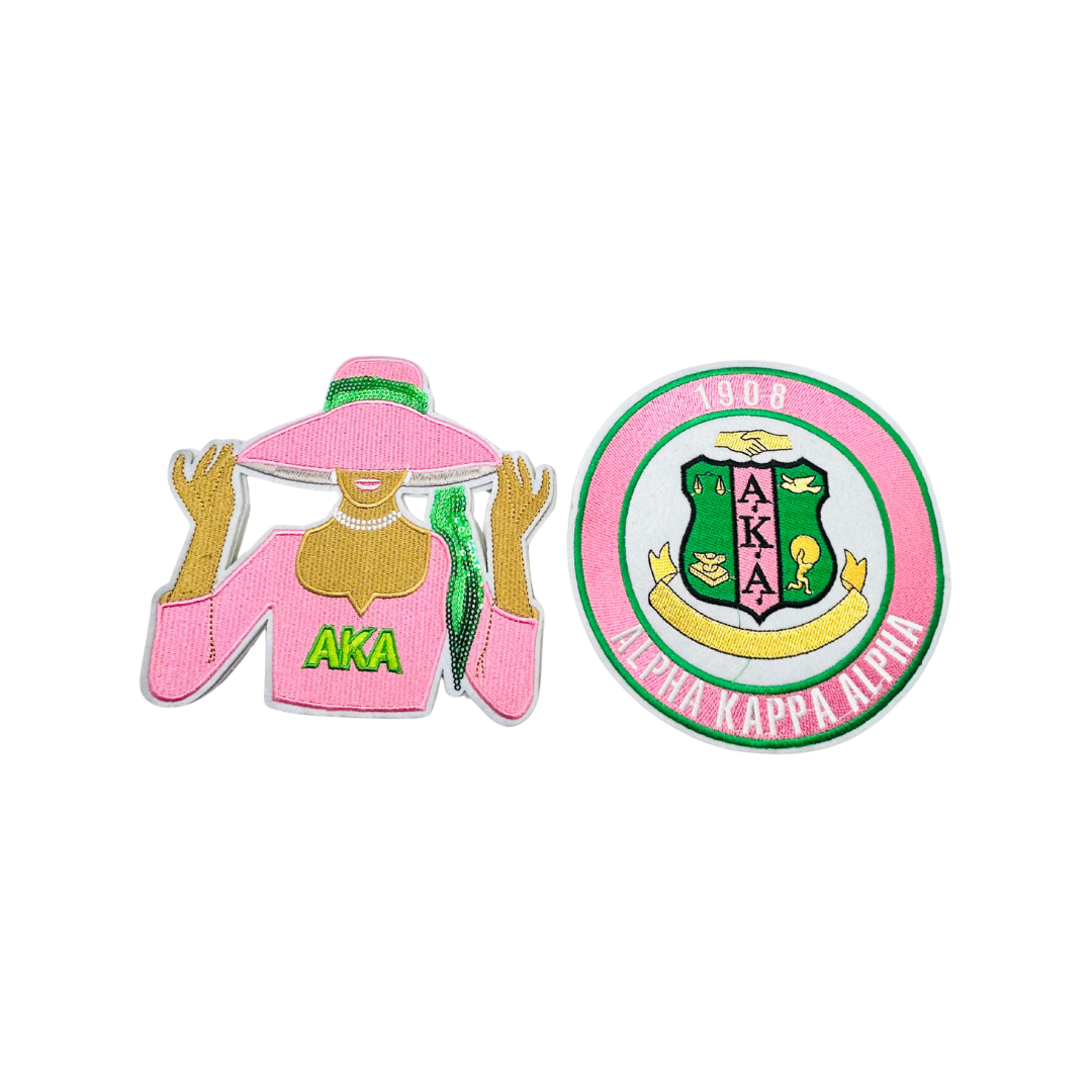 Pink and Green AKA Inspired Sorority Large Patches