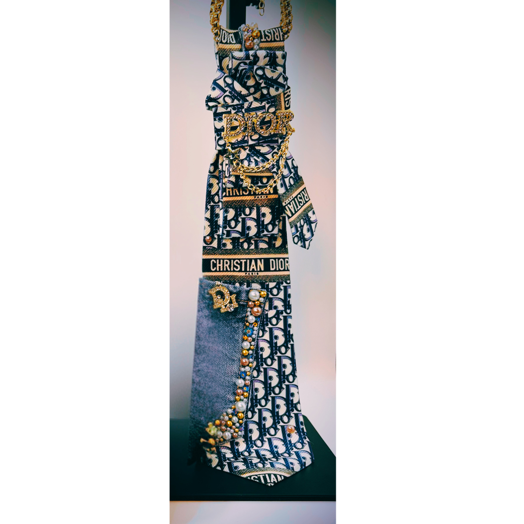 Premade Bling Junk Trucker Hat & Matching Junk Tie Set – Jeweled Statement Accessories | Ready to Ship