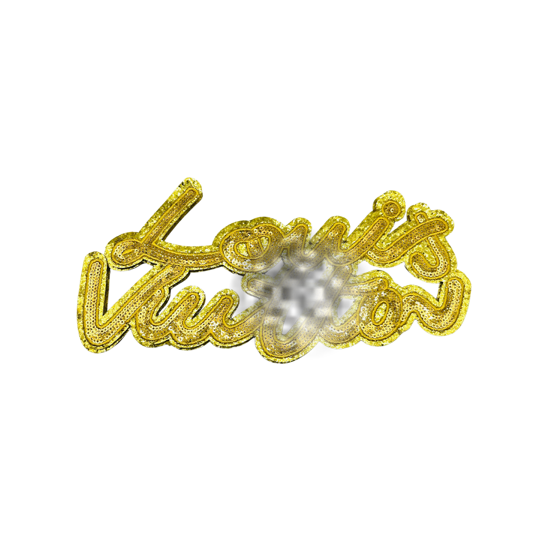 Lou** V Designer Inspired Sequin Word Large Patch