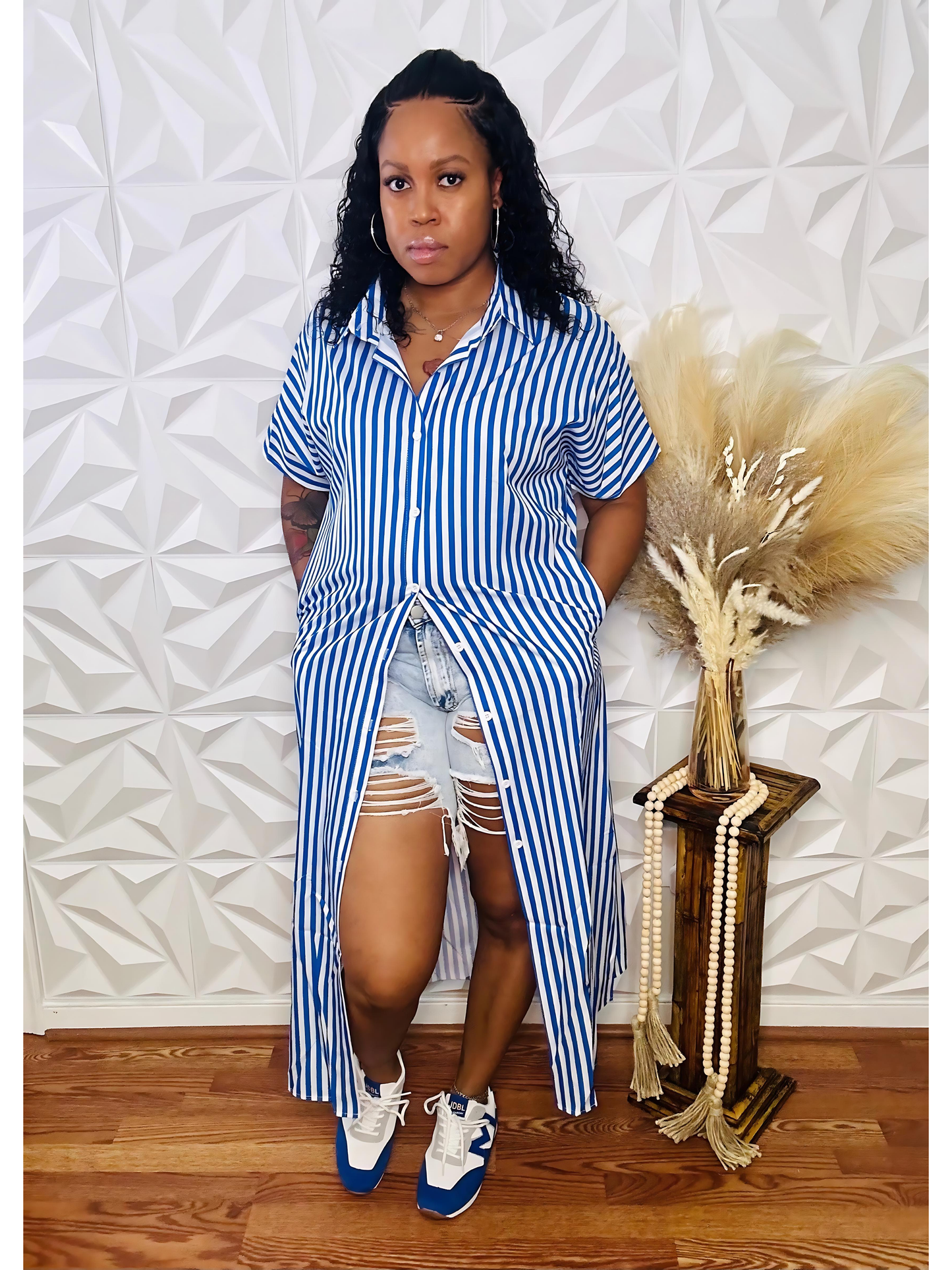 It's Like That Stripe Shirt Dress - Blue