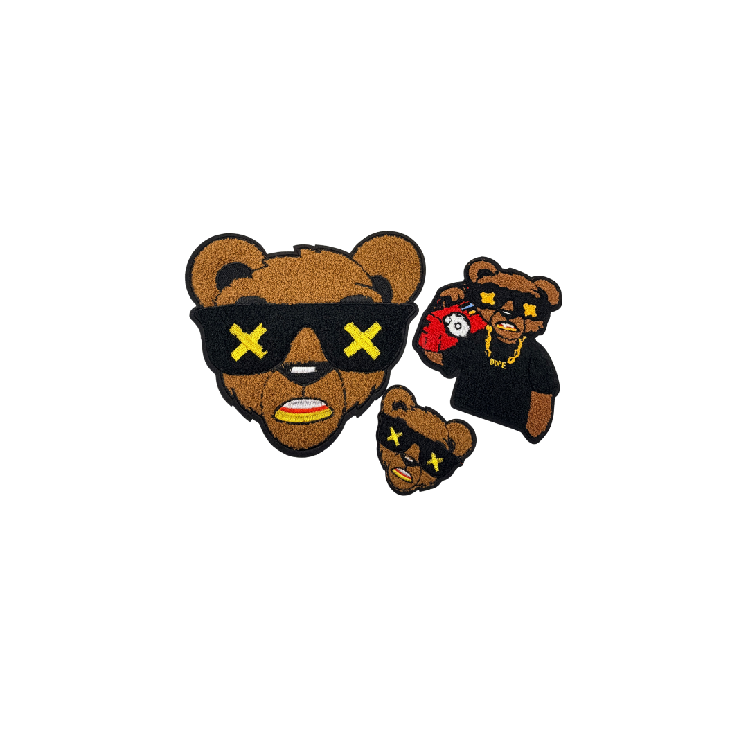 Hip Hop Bear Face Chenille Patches