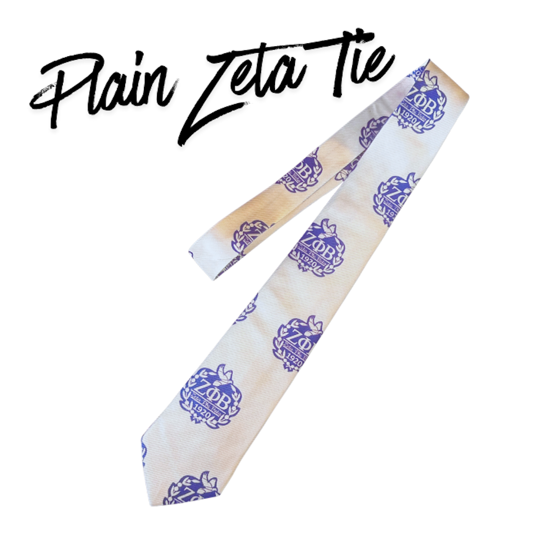 Zeta Phi Beta Premade Junk Tie – Blue & White Greek Statement Tie