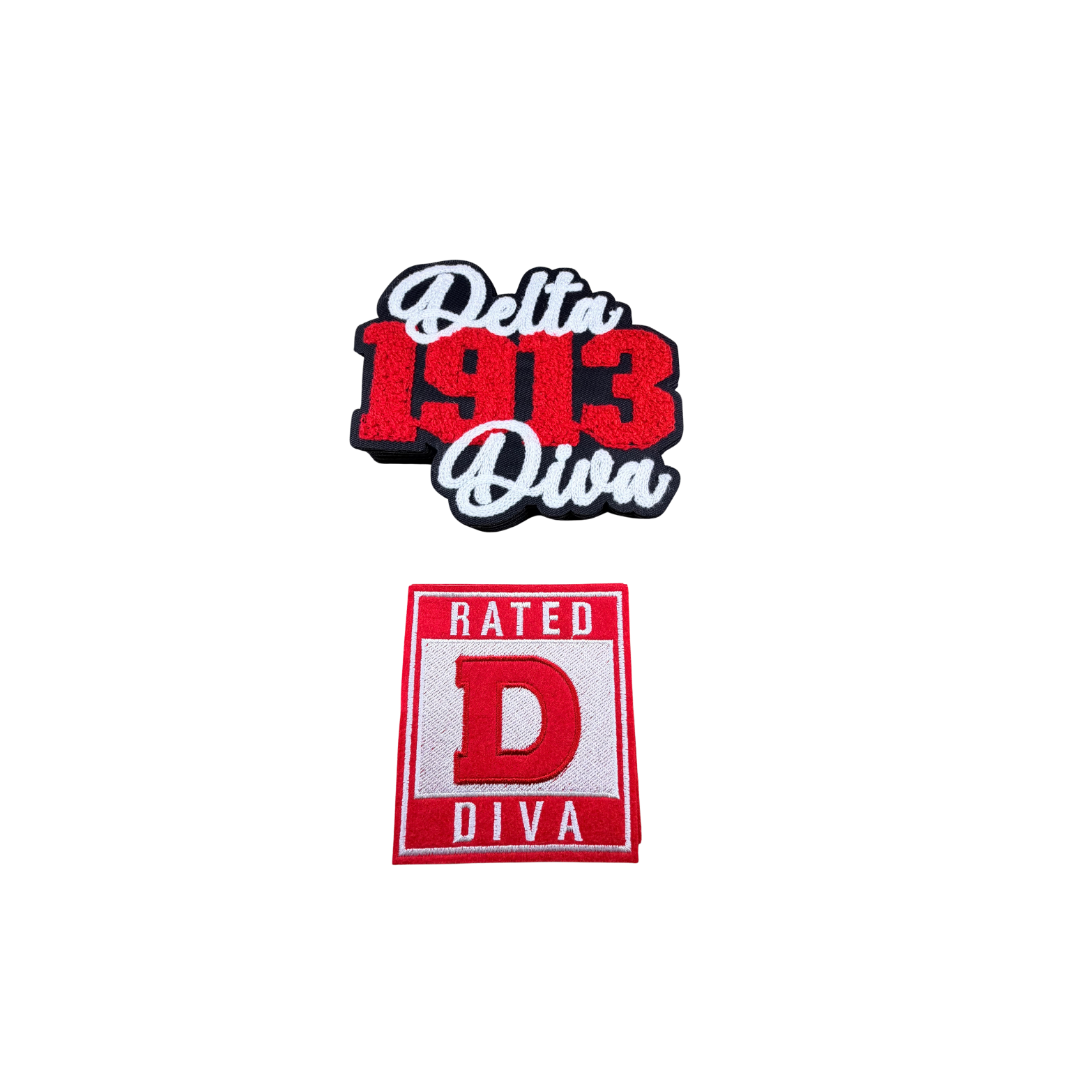 DST Sorority Diva Red/White Inspired Medium Patches
