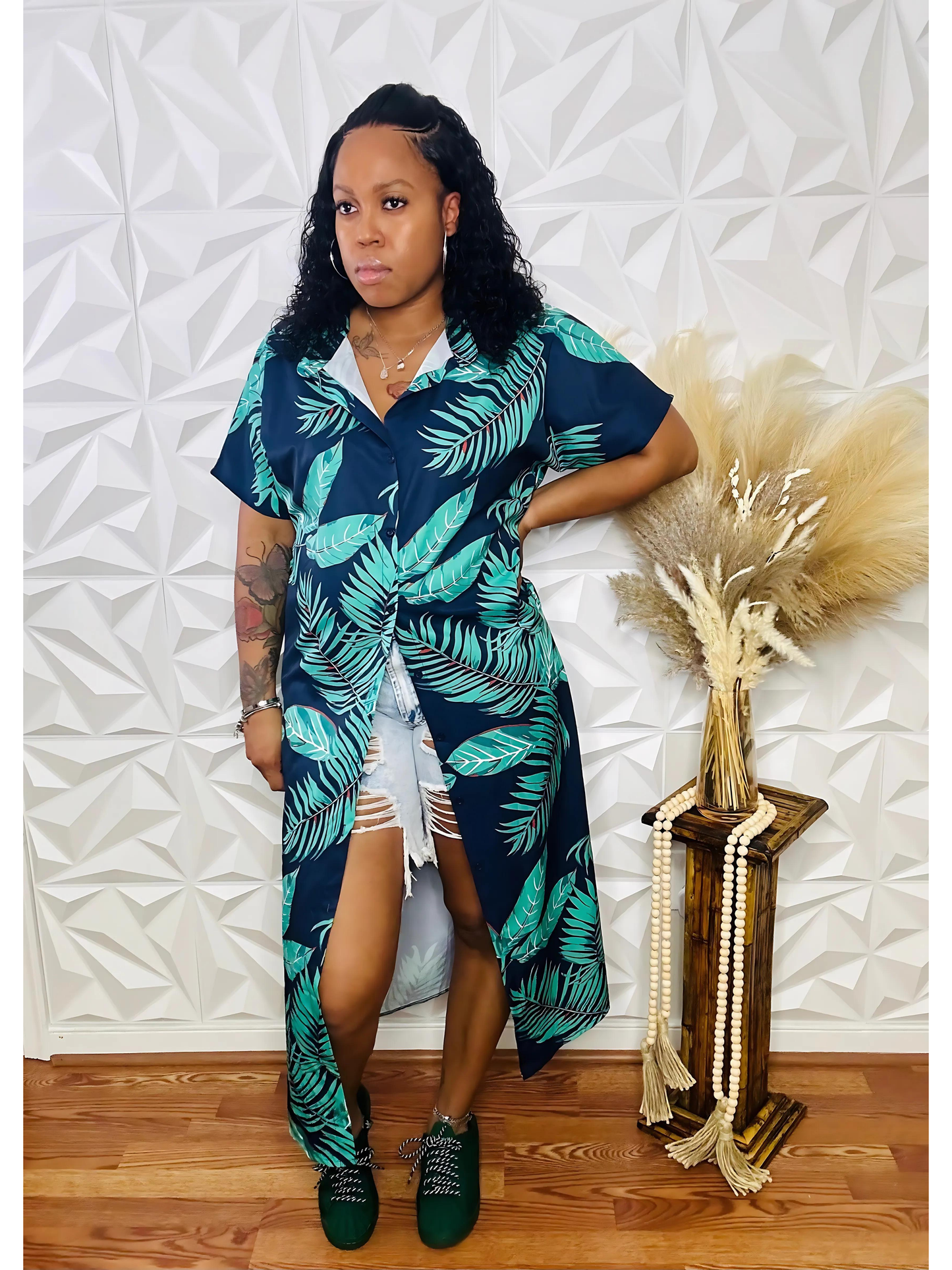 It's Like That Flower Print Shirt Dress