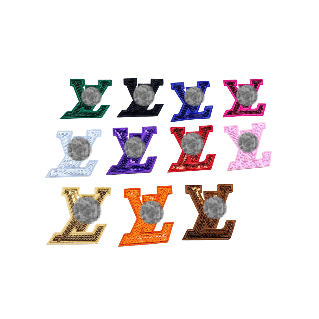 Lou** V Sequin Letter Logo Designer Inspired Small Patches