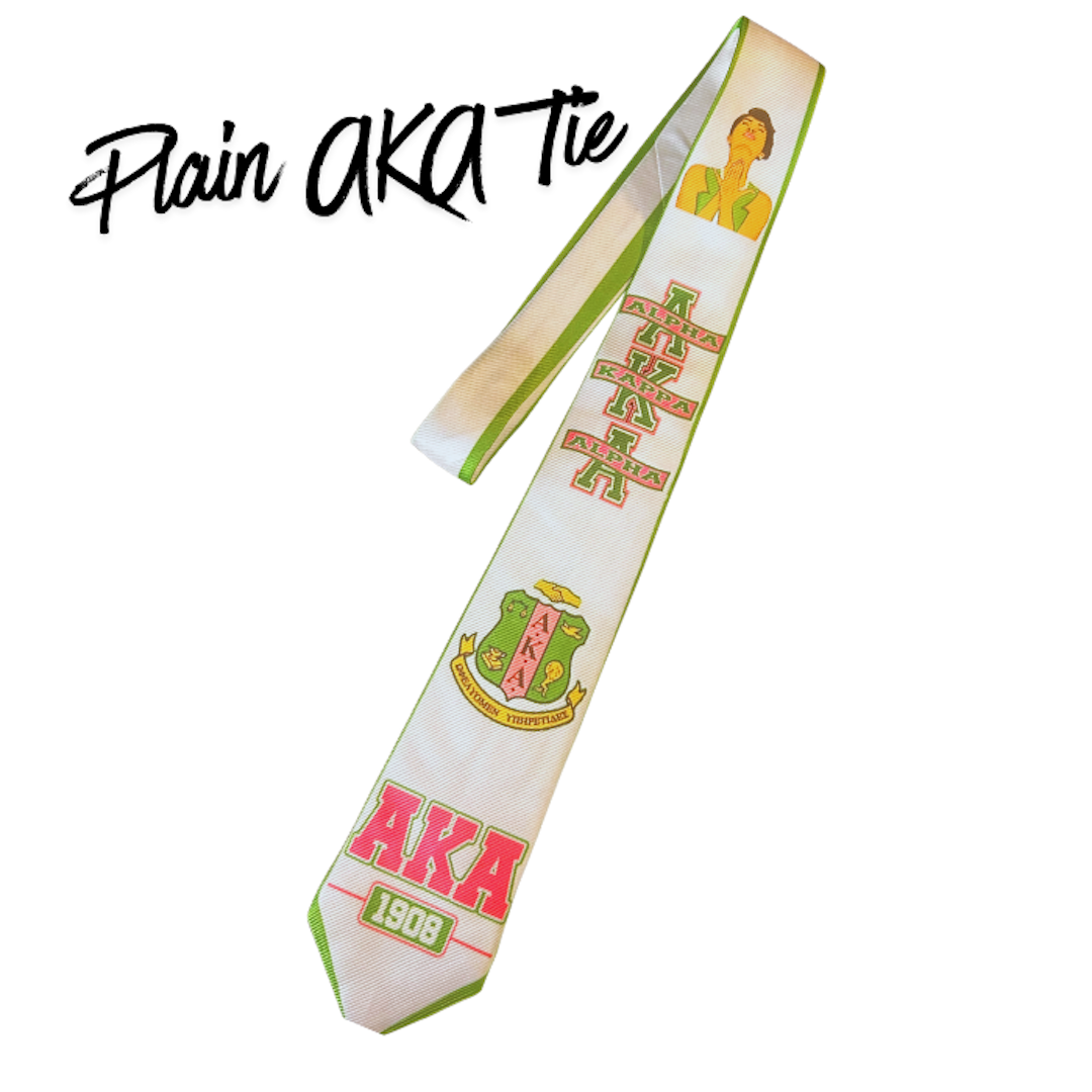 AKA Premade Junk Tie – Alpha Kappa Alpha Statement Tie with Patches, Pins & Bling