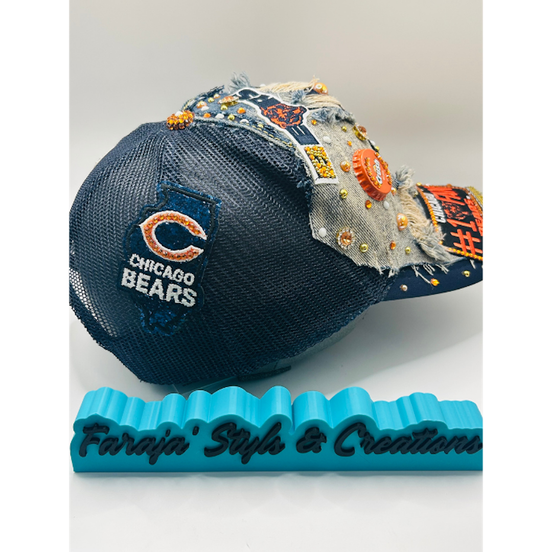 Customize Your Chicago Bears Junk Trucker Hat – Blinged & Patched Game Day Statement Hat