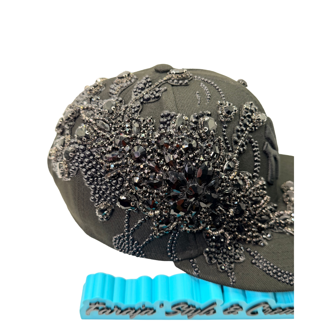 Luxury Rhinestone Pearl Flower City Custom Snapback Hat