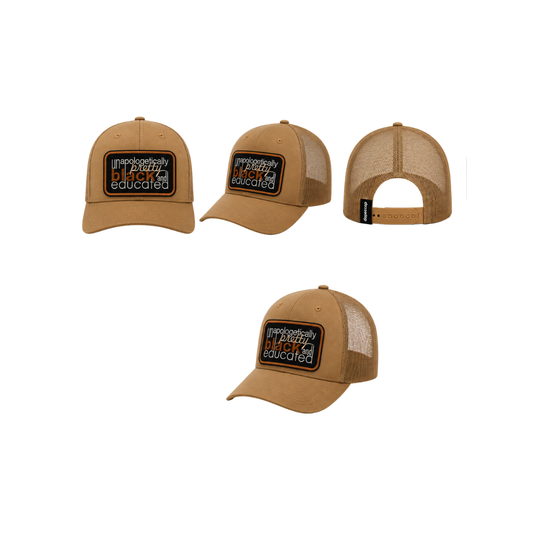 Unapologetically Pretty, Black & Educated Patched Snapback Hat | Black Excellence Trucker Cap - Light Brown