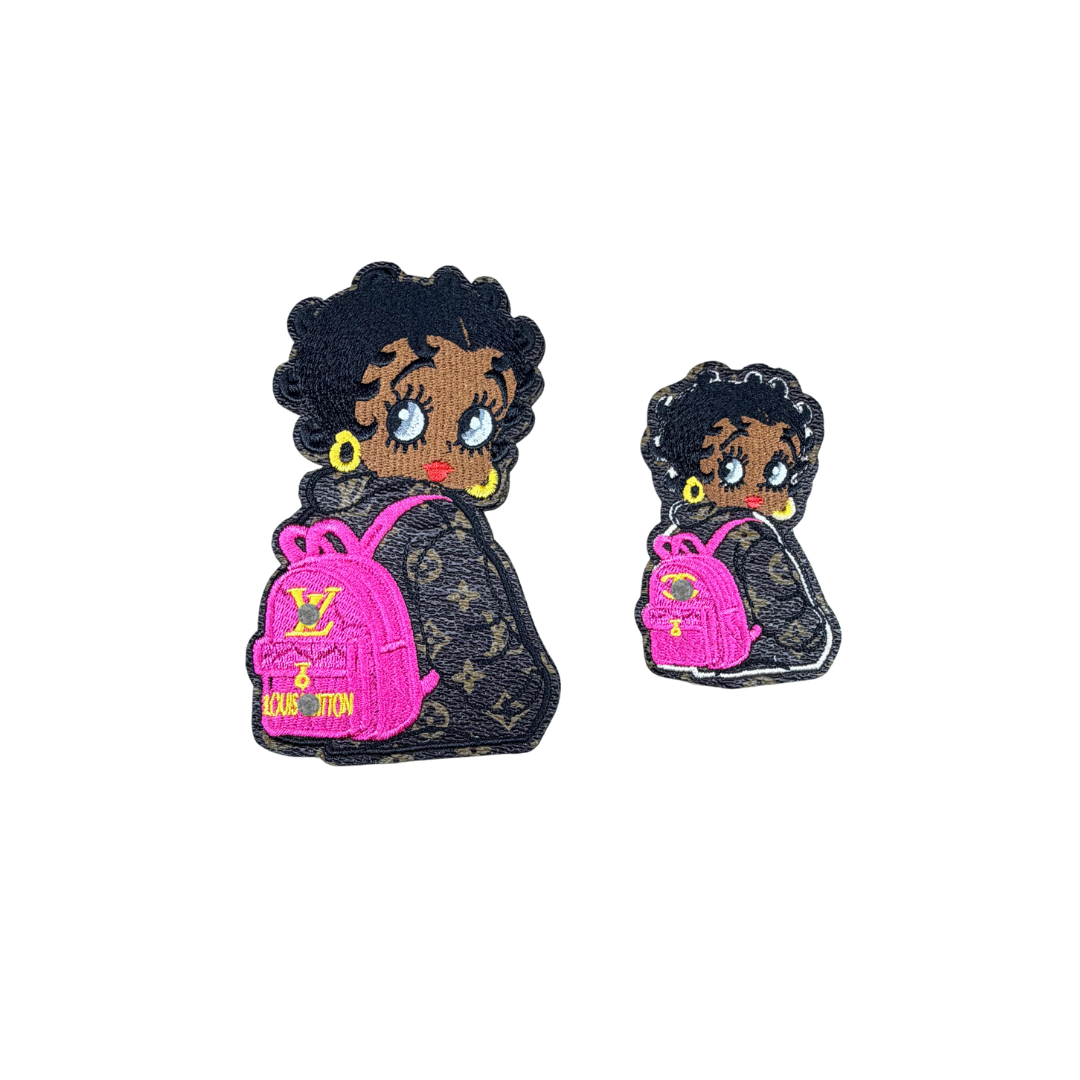Lou*s V Designer Inspired Betty Leather Pink Backpack Patches