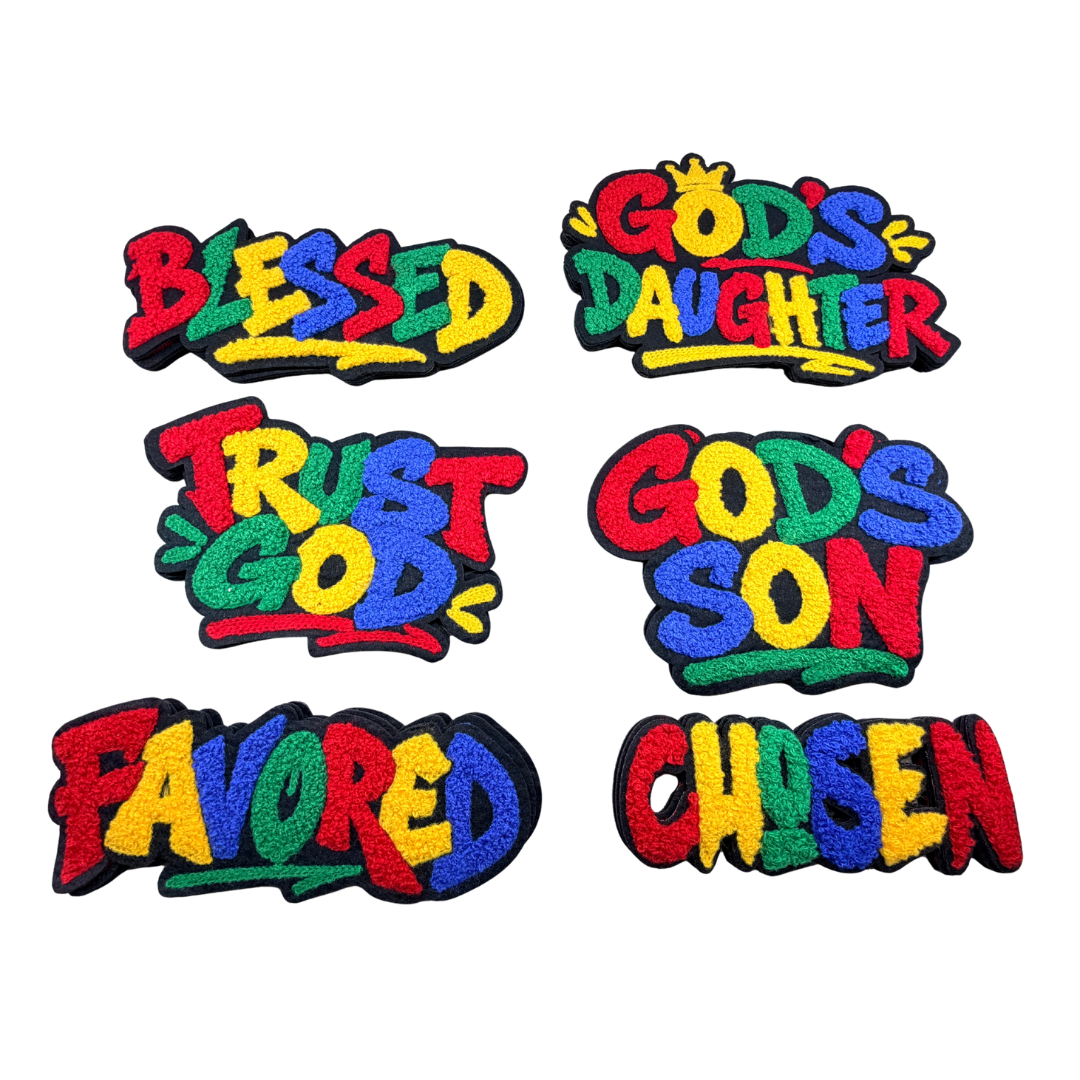 Faith Statement Colorful Chenille Medium Patches