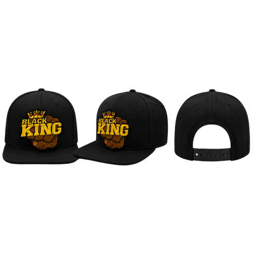 Black King Patched Trucker Snapback Hat