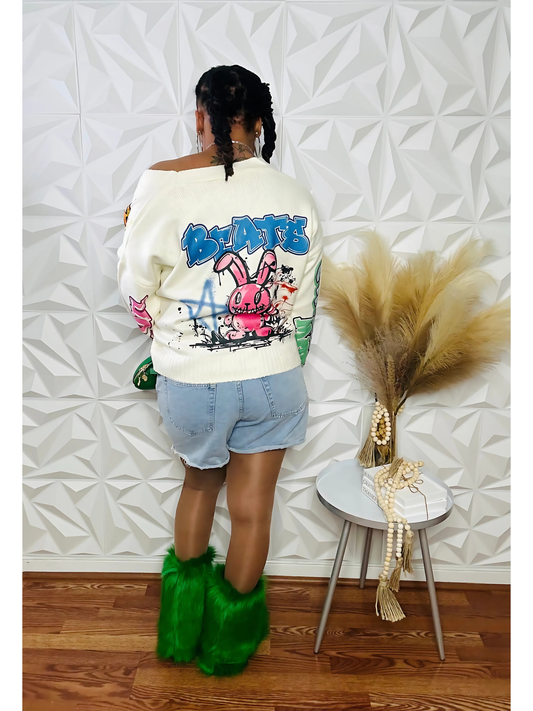 Urban Bunny Graffiti Cardigan