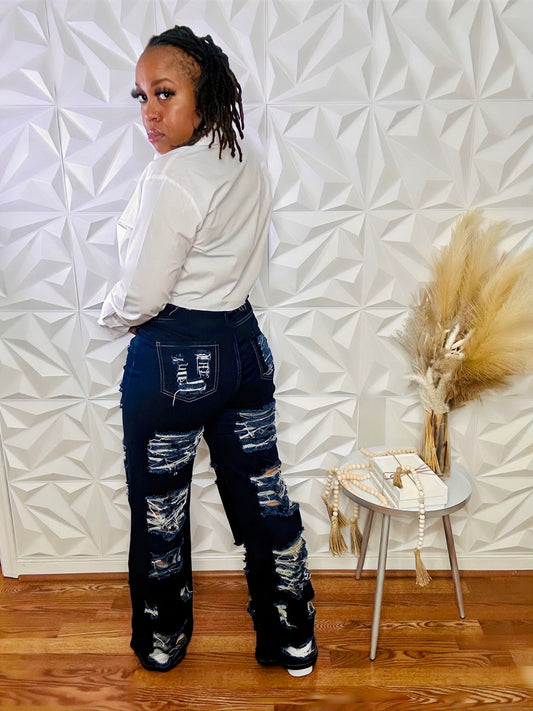 Take A Look High Rise Distressed Stretch Jeans - 2 Colors - Size S & M Only