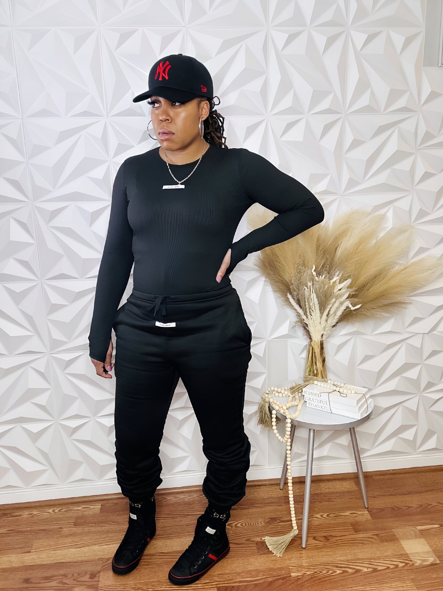 Hand Made 2pc Jogger Set - Black - Size L/XL Only