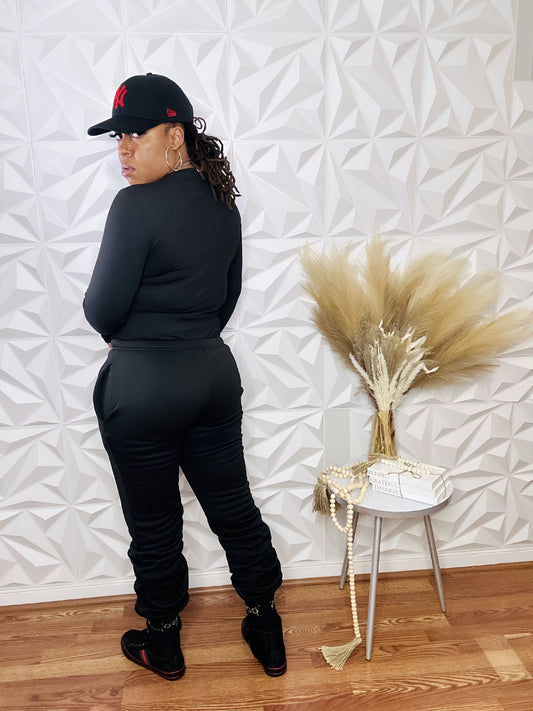 Hand Made 2pc Jogger Set - Black - Size L/XL Only