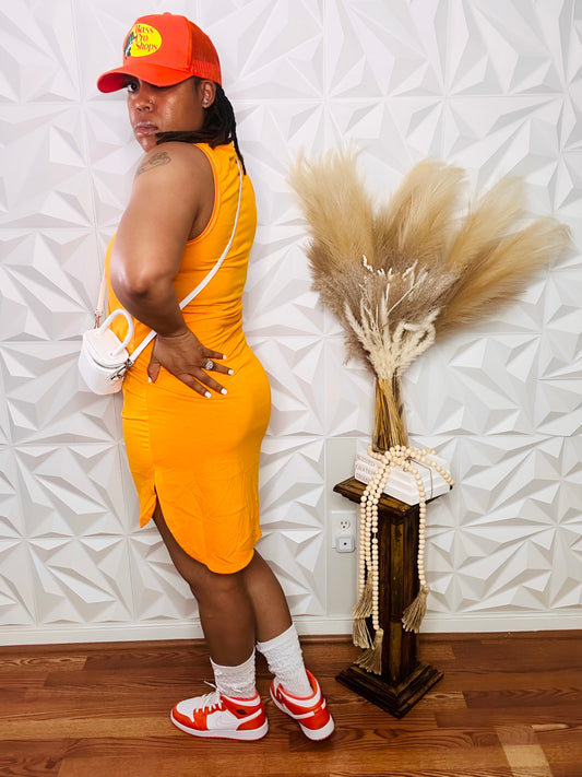 Don't Take Much Tunic Dress - Orange - Size Small Only