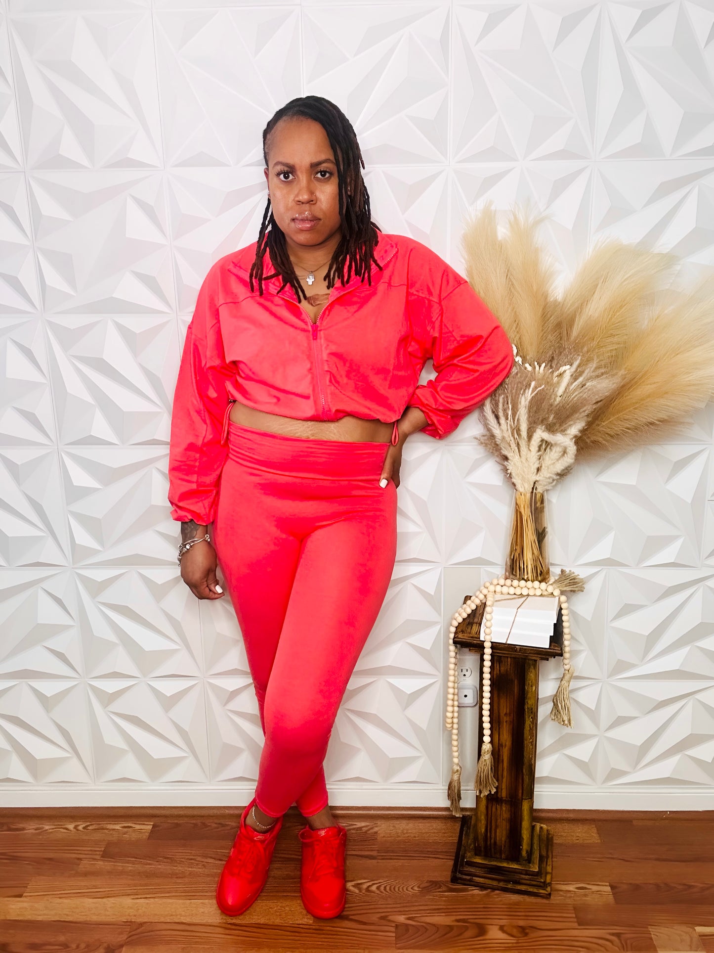 Tie it To Me 2pc Legging Set - Coral - Size S/M Only