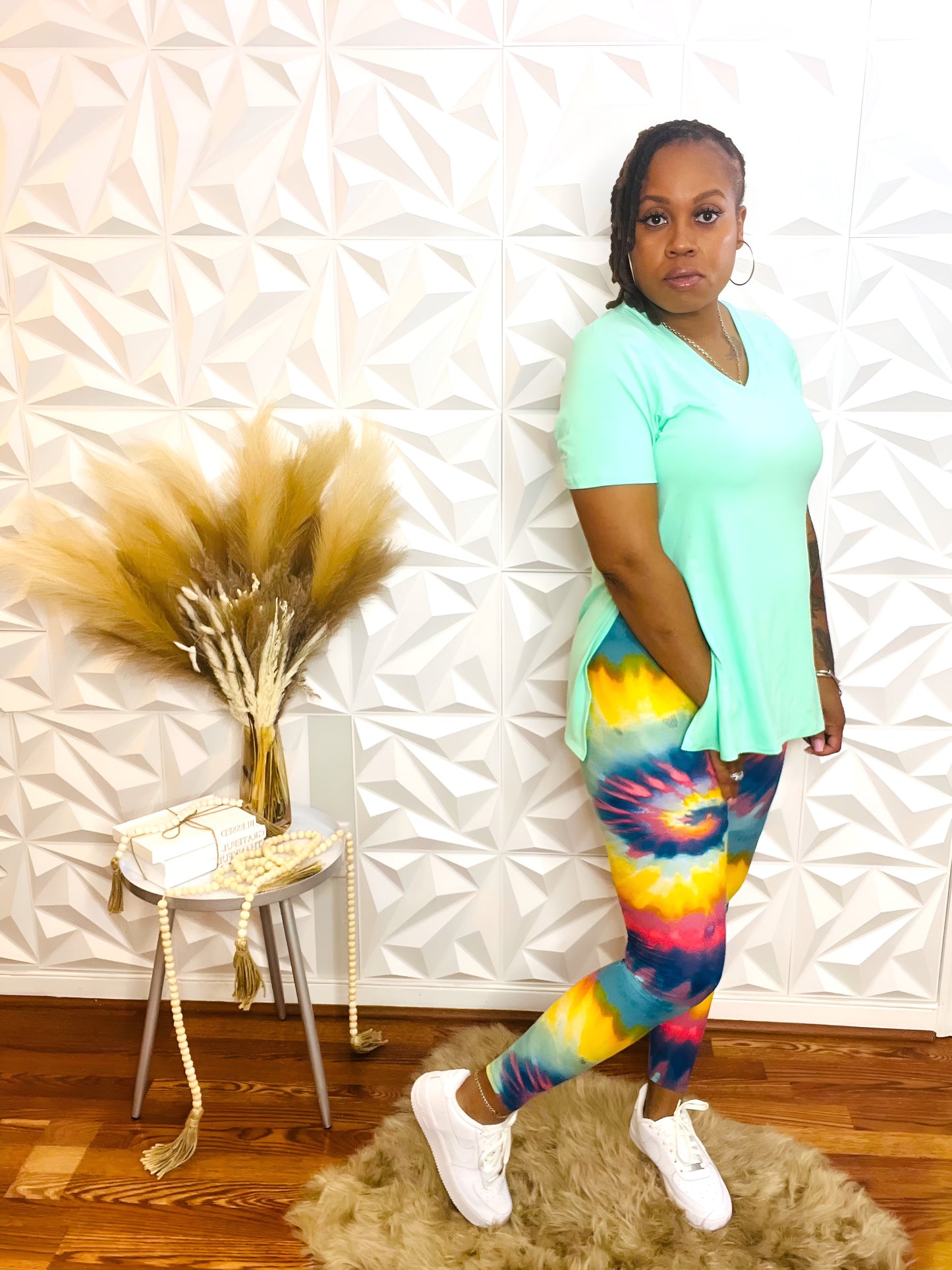 Rainbow Legging 2pc Set - Teal b- Size M/L Only