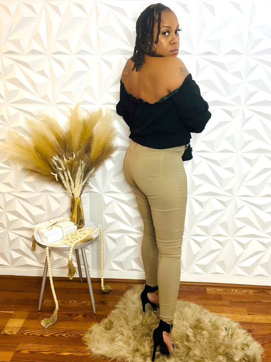 Super Stretch High Waist Jeans - Tan