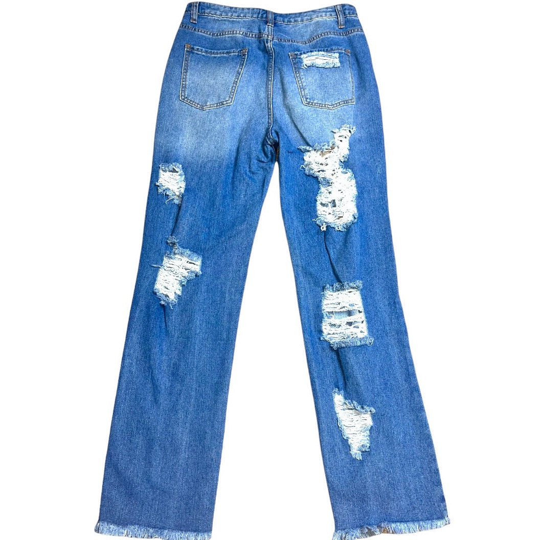 Distressed High Waist Jeans - Size Large Only