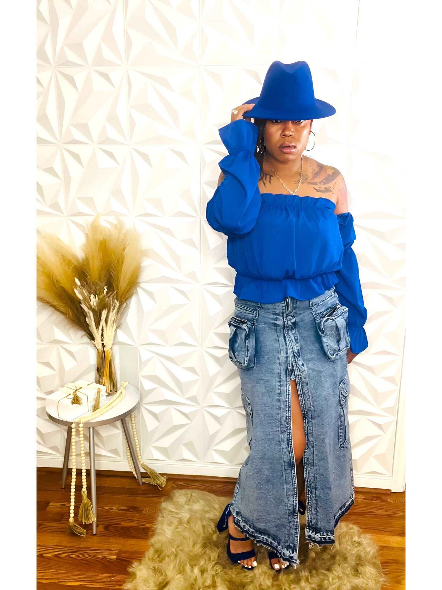 Talk Heavy Denim Cargo Skirt