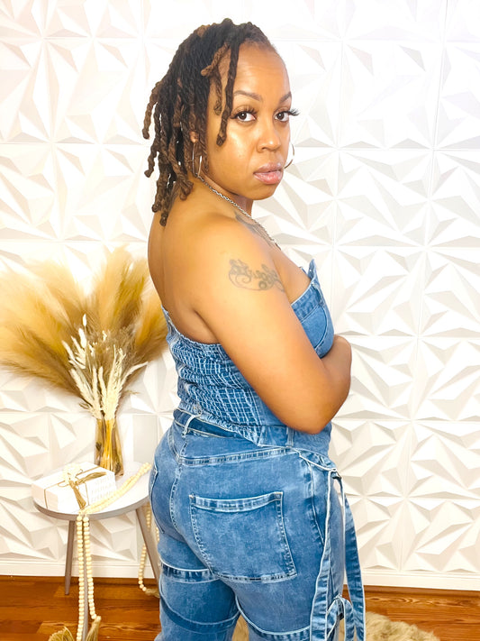 Half Way Corset Denim Top