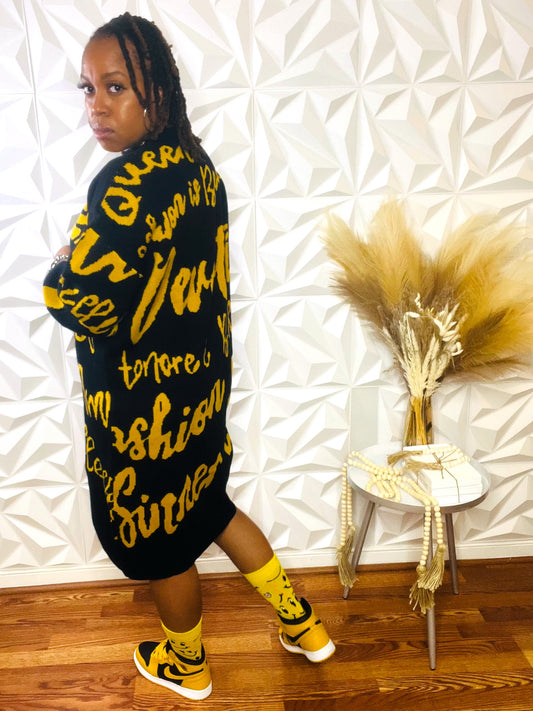 Golden Statement Sweater Dress