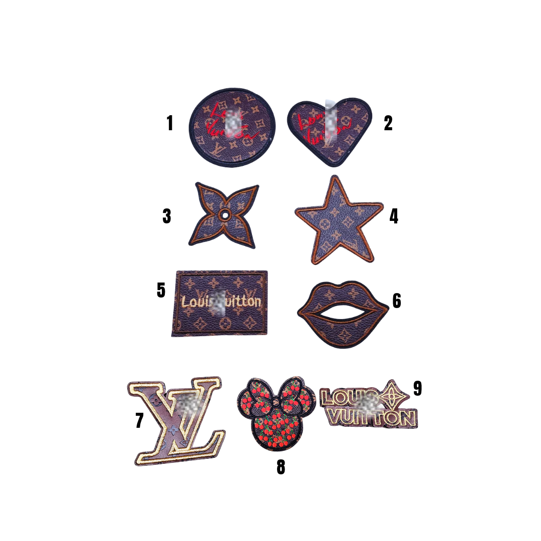 Lou** V Designer Inspired Brown Leather Small Patch Collection