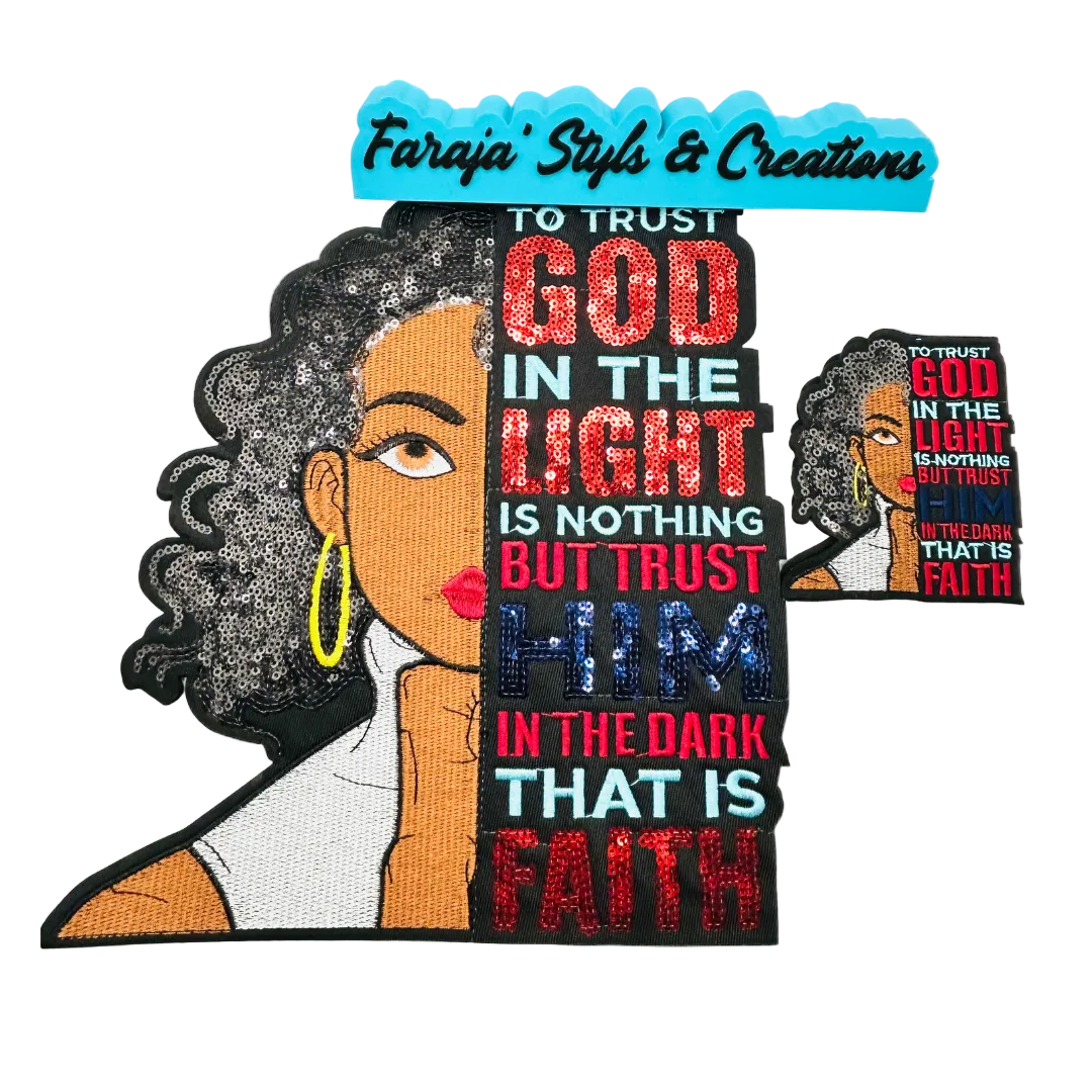 To Trust God in The Light Faith Sequin Patches