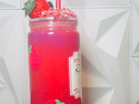 16oz Strawberry Slushy Snow Globe Tumbler | Positive Quote | UV DTF | Iced Strawberry Topper | Red Straw