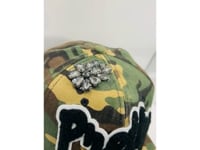 Camo Snapback Hat with Black Chenille “Pretty” Patch & Black/Gray Crystal Appliqué | Pretty Girl Collection