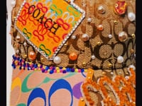 Premade Colorful Junk Trucker Hat & Matching Junk Tie – Patched, Blinged & Pearl Statement Set