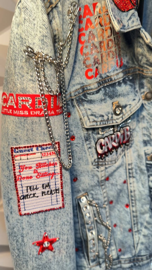 Faraja’ Styls Custom Junk Jacket | Rhinestone, Patch & Pearl Statement Jacket | Sorority, Sneaker & Fashion Jackets