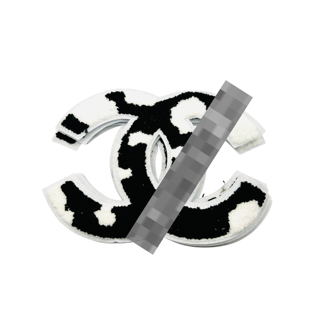 Cow Print Chan*l Designer Inspired Logo Chenille Large Patch