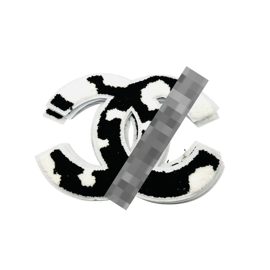 Cow Print Chan*l Designer Inspired Logo Chenille Large Patch