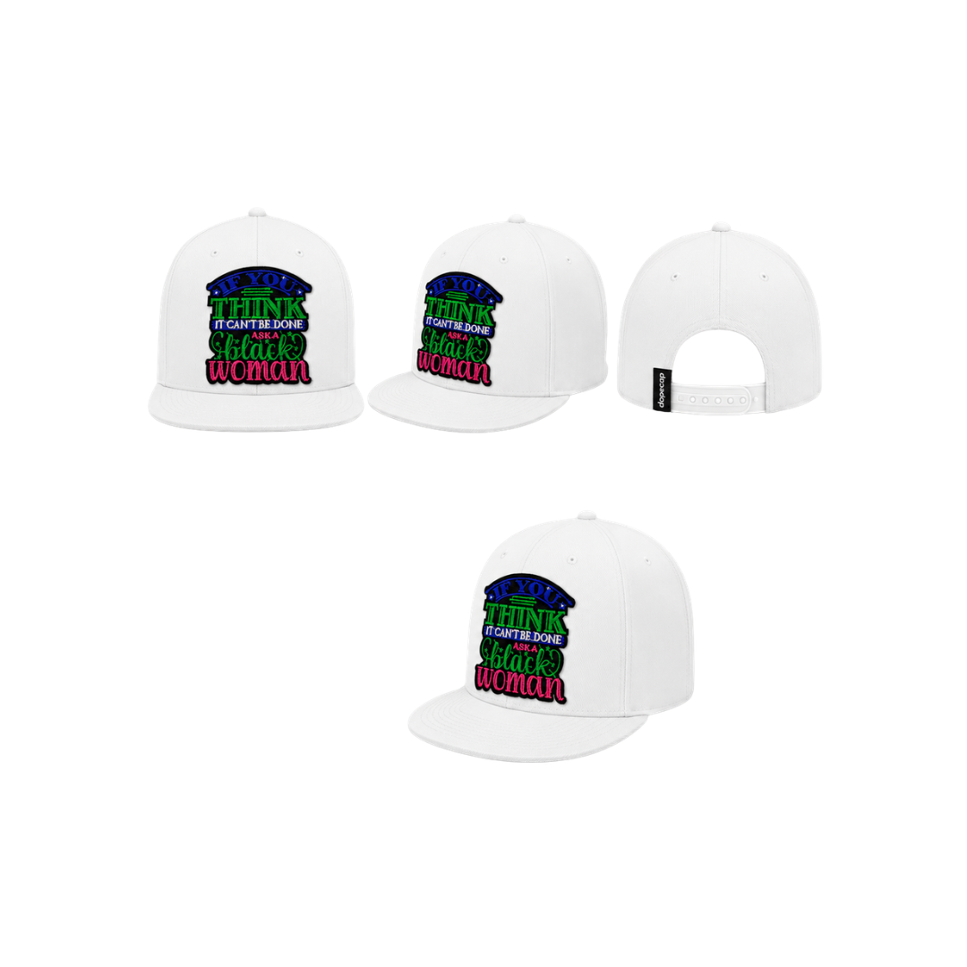 Ask A Black Woman Snapback Hat - White