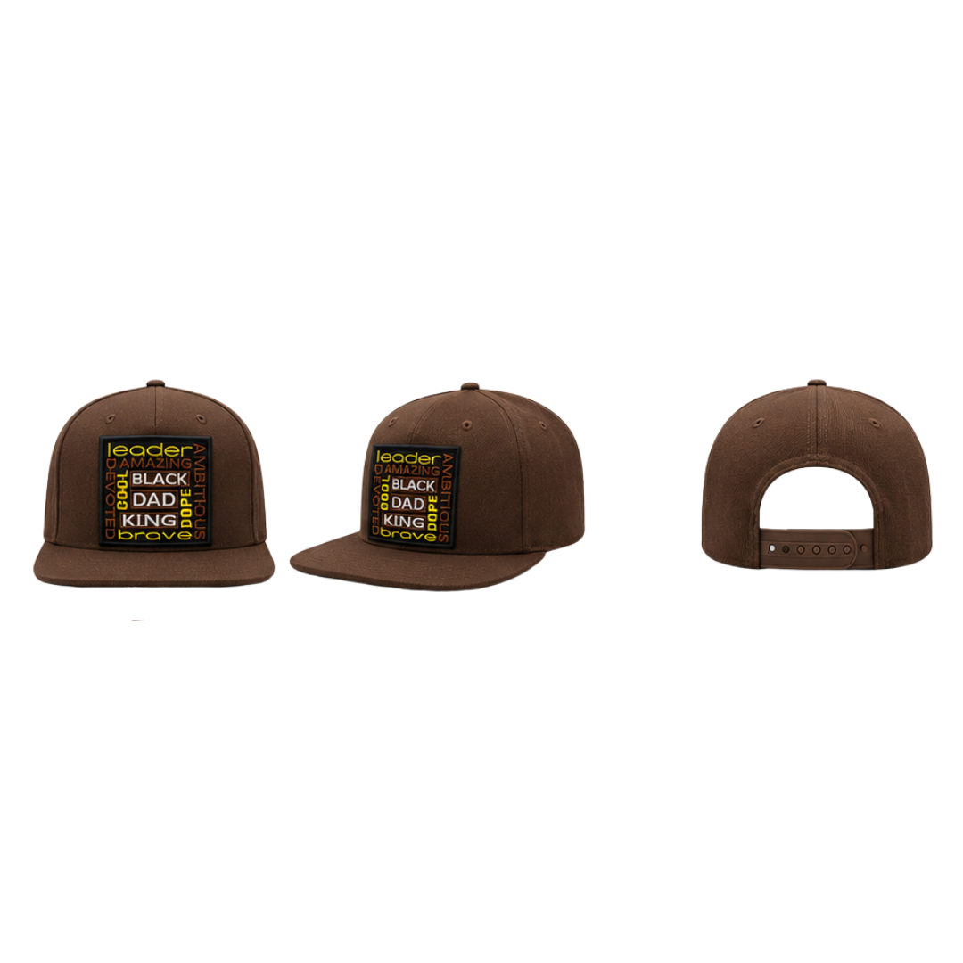 👑 Black Dad King Patched Trucker -Snapback Hat - Brown