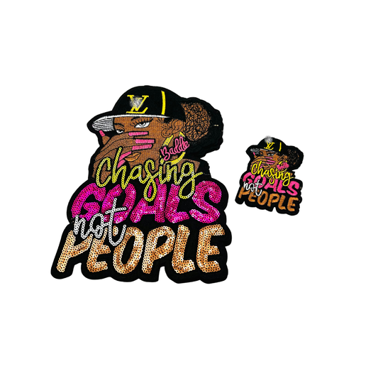 Chasing Goals Not People Lady Sequin Patches - Pink