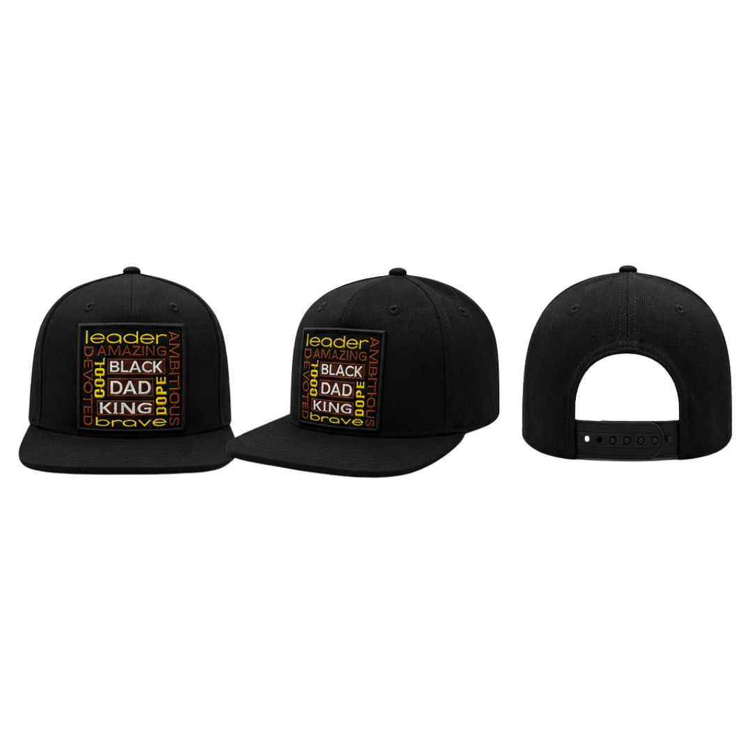👑 Black Dad King Patched Trucker-Snapback Hat - Black