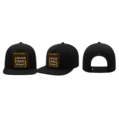👑 Black Dad King Patched Trucker-Snapback Hat - Black