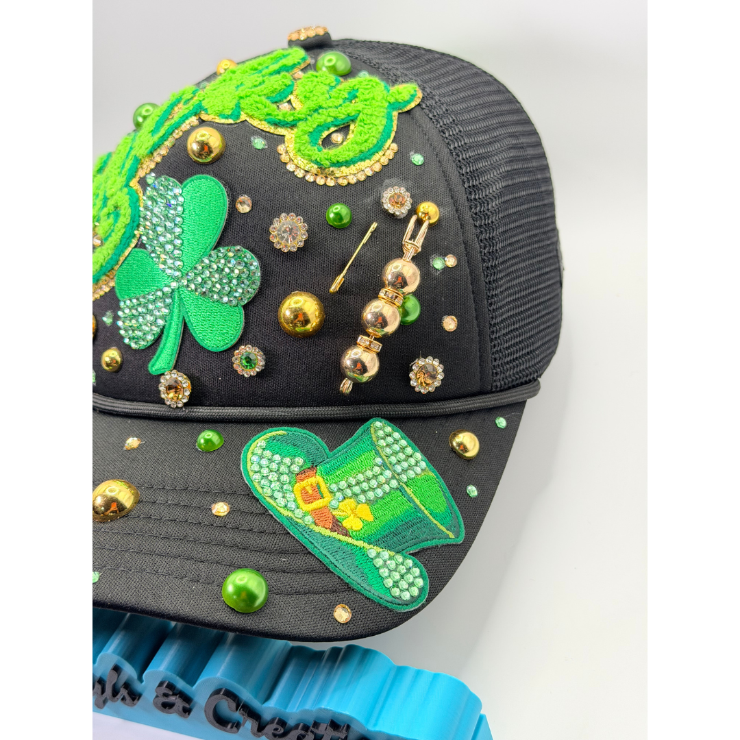 Create Your Own Junk Trucker Hat - Faraja’ Styls Custom Luxe Trucker Hat – Bling, Patches, Rhinestones & Personalized Junk Hat Design